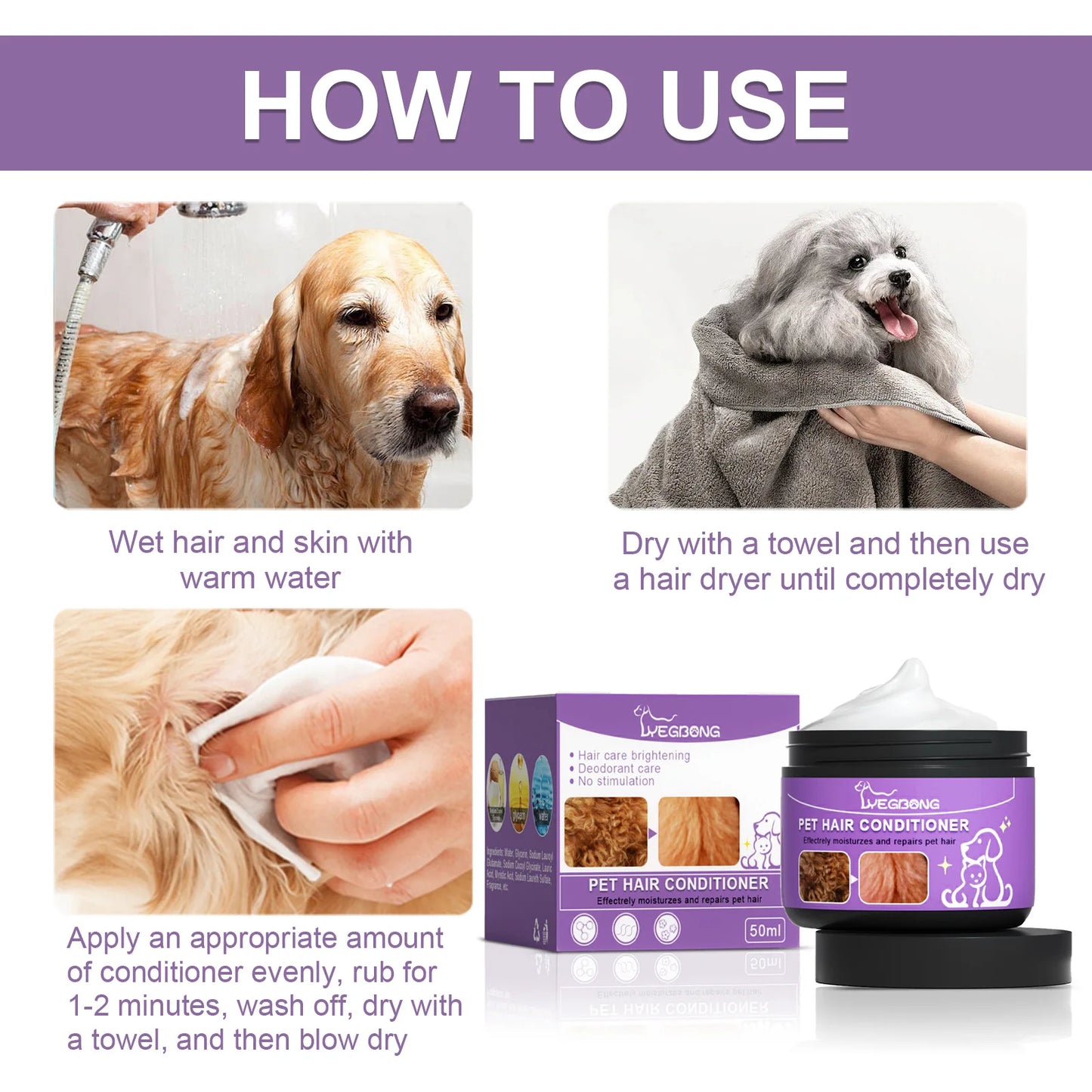YEGBONG Pet Hair Care Cream For Cats And Dogs Softening Conditioner
