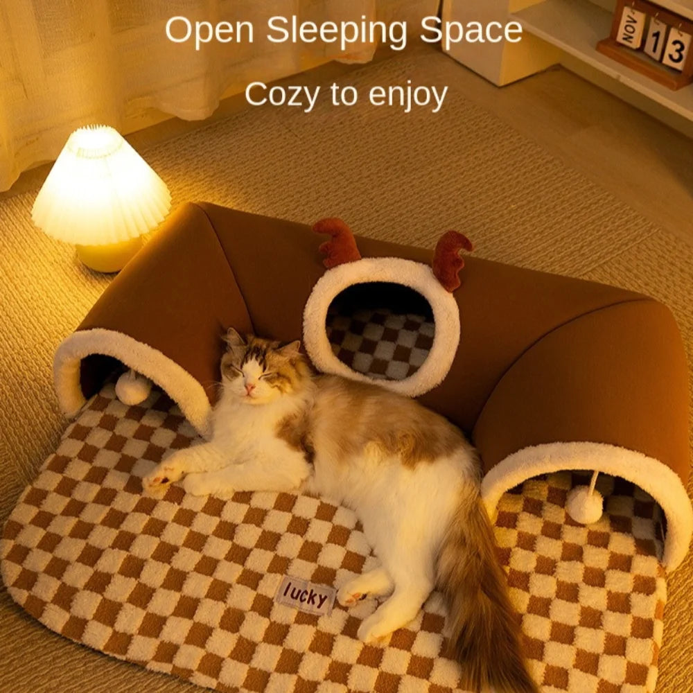 Zhejiang Plush Cat Tunnel Bed Cozy Peekaboo Tube Toy