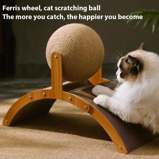 2In1 Arched Cat Scratching Pad And Wooden Scratching Post