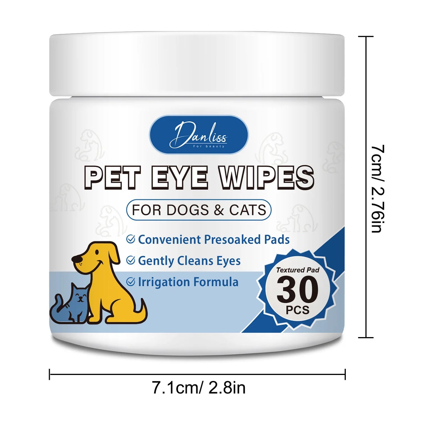 30pcs Thickened Pet Eye Cleaning Wipes, Gentle Tear Stain Remover Wipes for Dogs and Cats, Pet Eye And Foot Wash Pads Pet Wipes