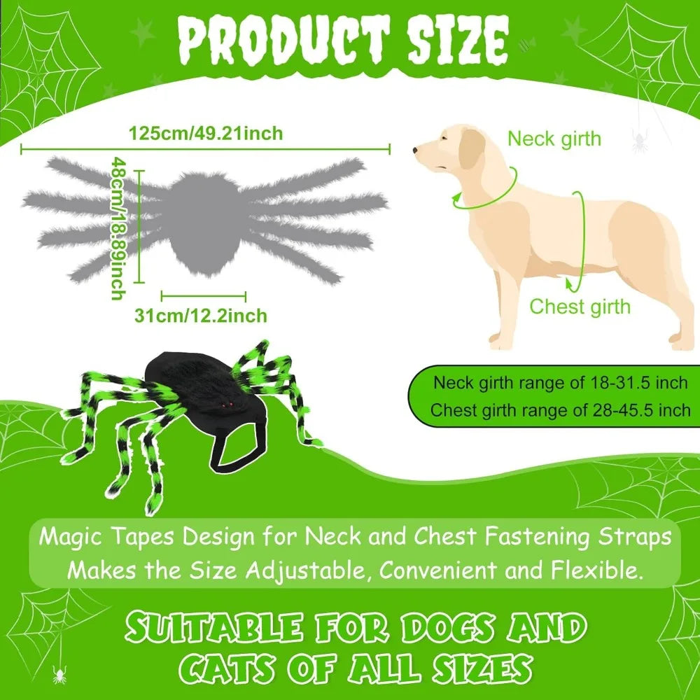 Big Dog Halloween Spider Costume With 64 LED Lights Large Dogs