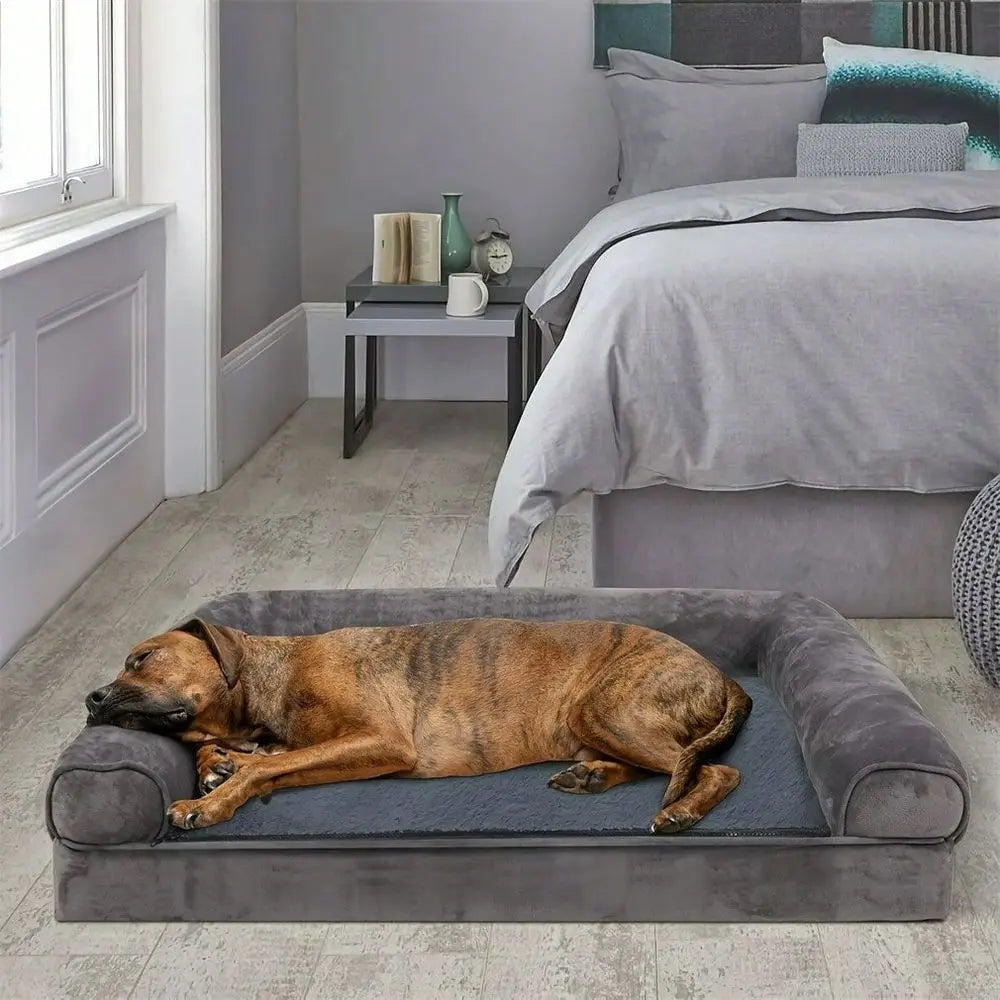 Orthopedic Memory Foam Dog Bed For Large Dogs With Bolster