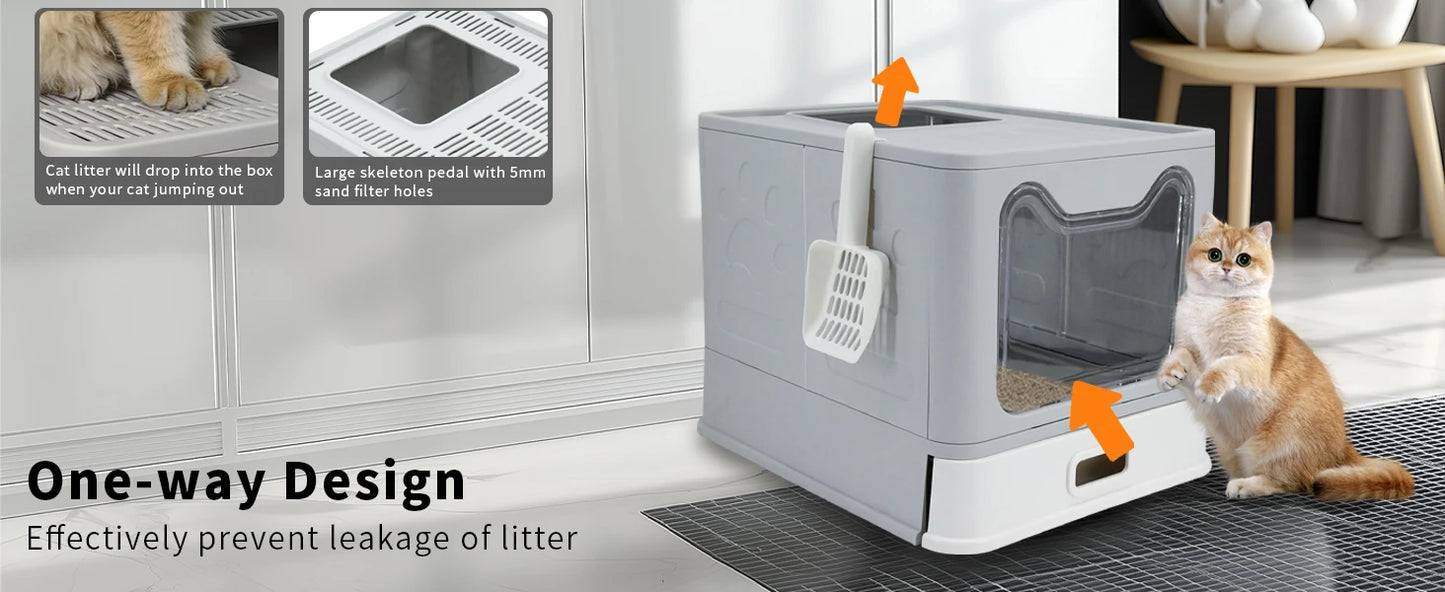 Feature Enclosed Stainless Steel Cat Litter Box With Lid