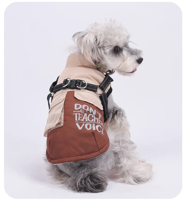 High Concerned Winter Dog Coat With Pocket Reflective Harness Vest