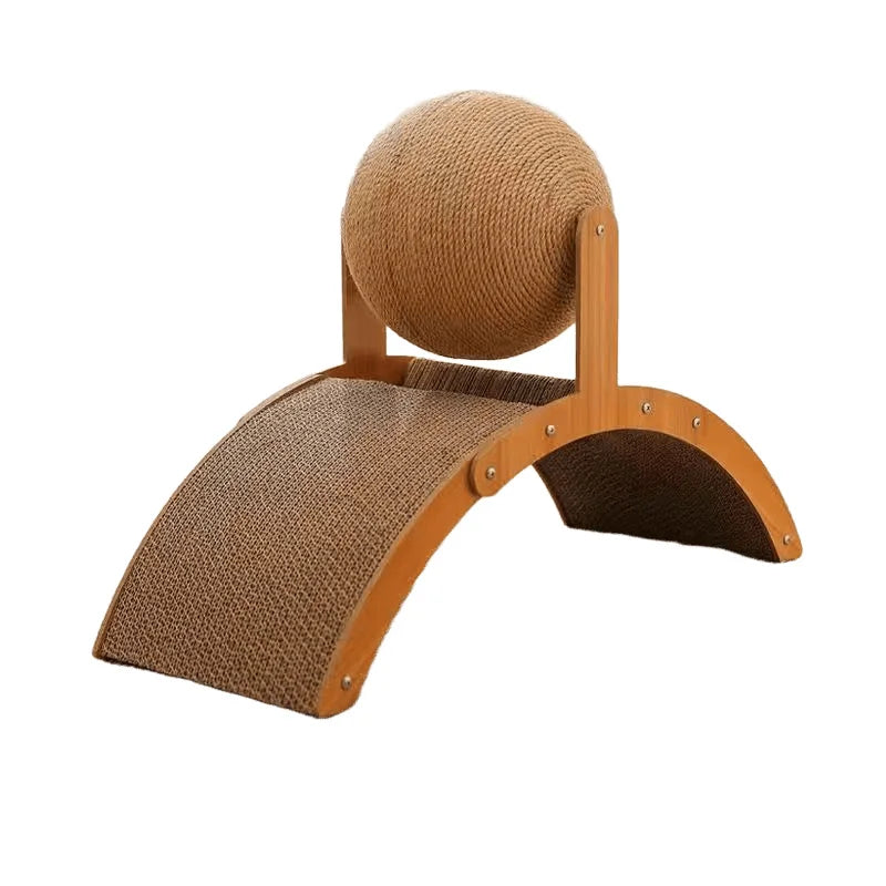 2In1 Arched Cat Scratching Pad And Wooden Scratching Post