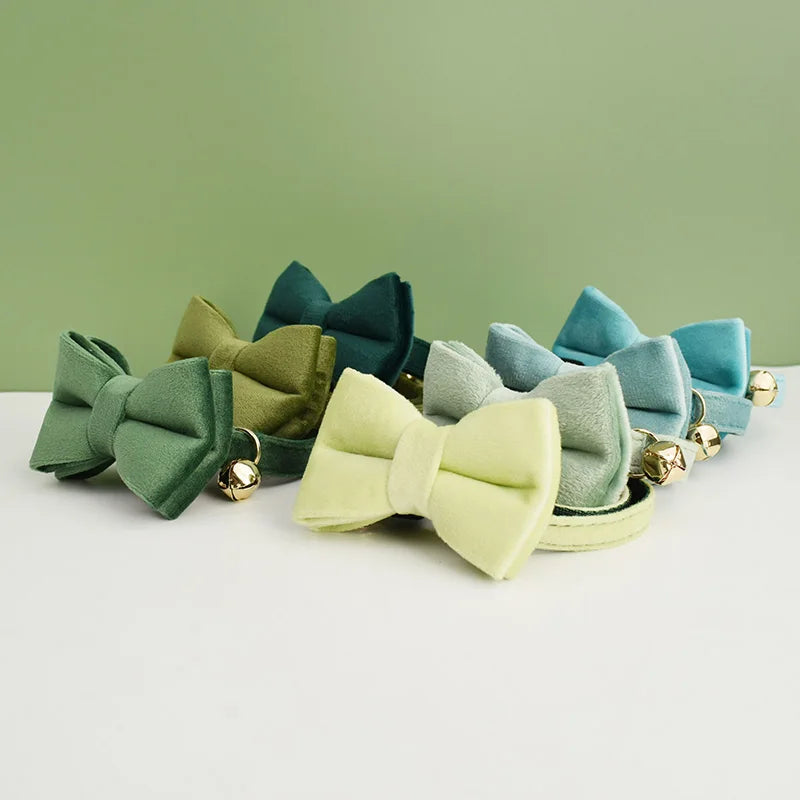 Velvet Cat Collar Bowknot Personalized With Bell Charm
