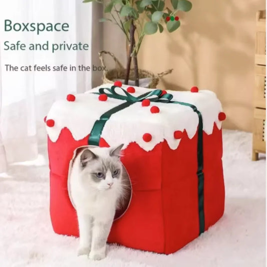 Zhejiang Winter Cat Nest Plush Sleeping House Gift Box For Cats And Dogs