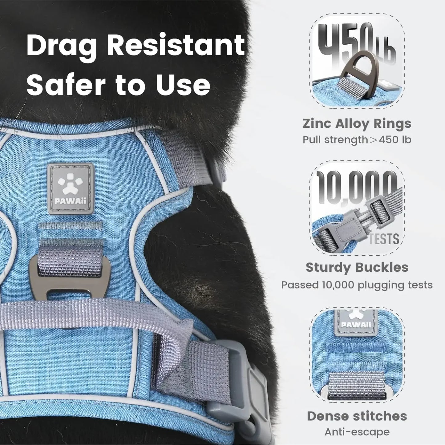 No Pull Dog Harness With ID Tag And Reflective Strips