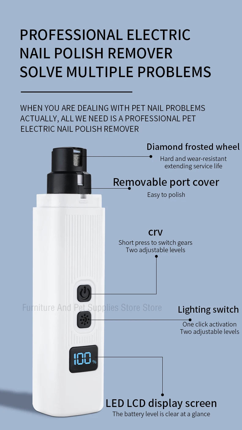 Hign-concerned Electric Dog Nail Clippers USB LED Grooming