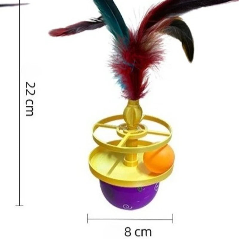 Cat Toy Tumbler Interactive Feather Teaser Kitten Play Ball