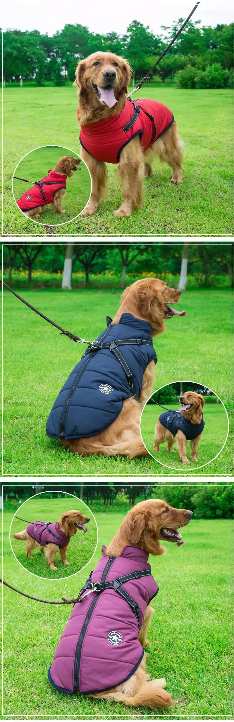 Waterproof Winter Dog Jacket With Harness For Outdoor Use