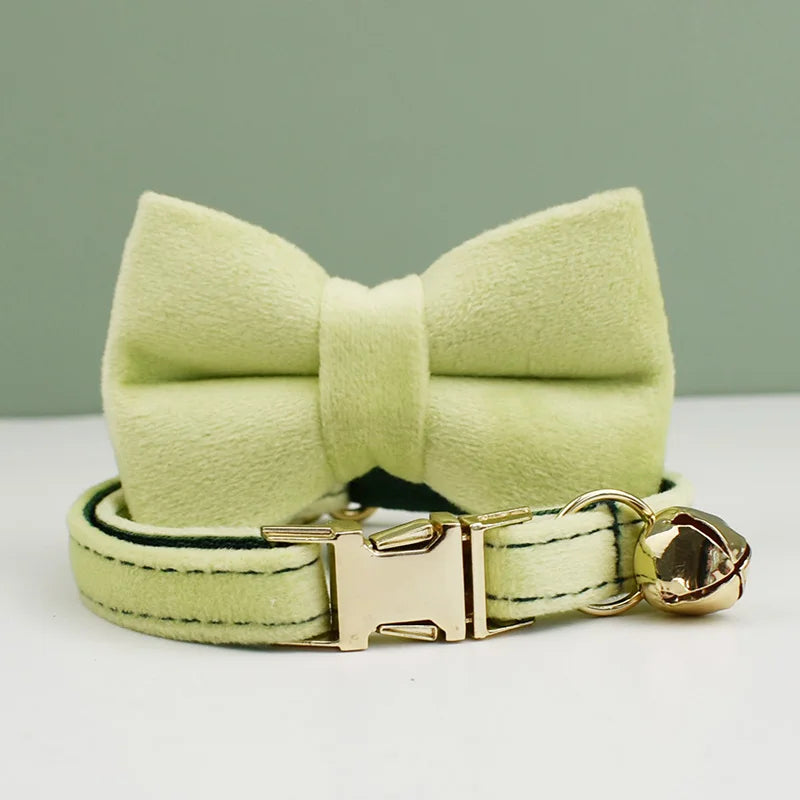 Velvet Cat Collar Bowknot Personalized With Bell Charm