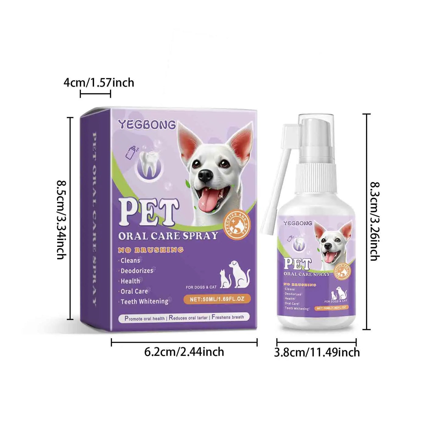 50mlPet Oral Cleanse Spray Dogs Cats Teeth Clean Deodorant Prevent Calculus Remove Kitten Bad Breath Pet Supplies Freshen Breath