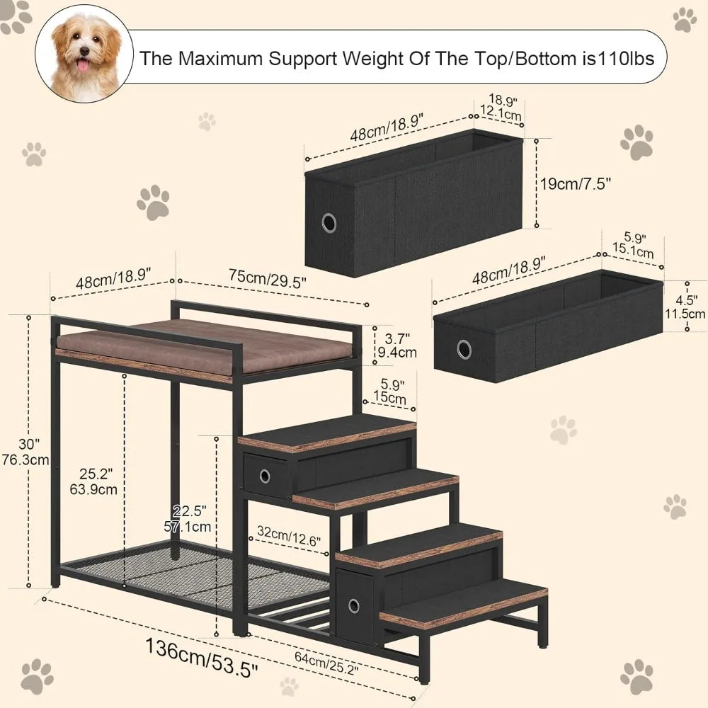 XMSJ Pet Bunk Bed With Stairs And Drawers