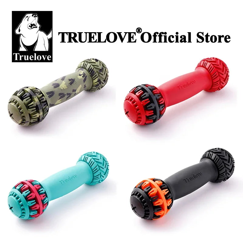 TRUELOVE Super Durable Leakproof Treat Dispenser Dog Toy Dumbbell