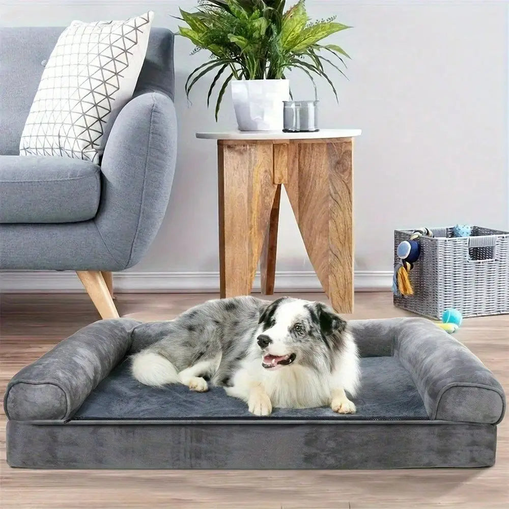 Orthopedic Memory Foam Dog Bed For Large Dogs With Bolster