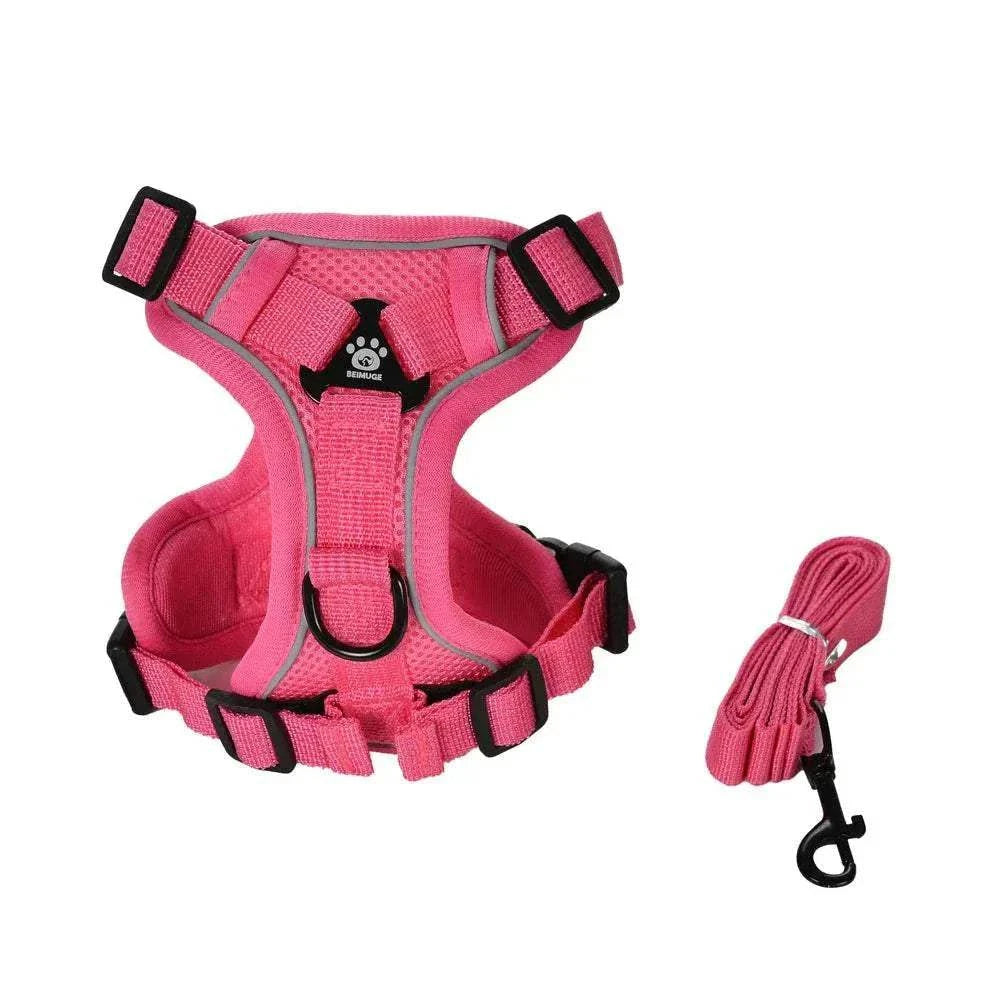 Puppy Harness Leash – Adjustable Reflective Vest for Small Medium Dogs