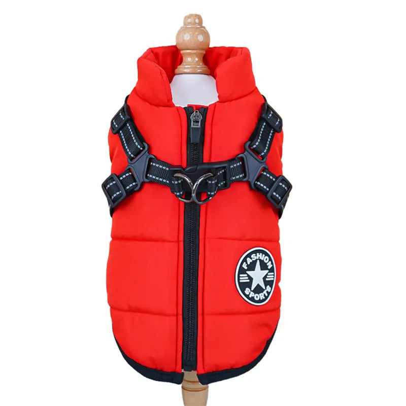 Waterproof Winter Dog Jacket With Harness For Outdoor Use
