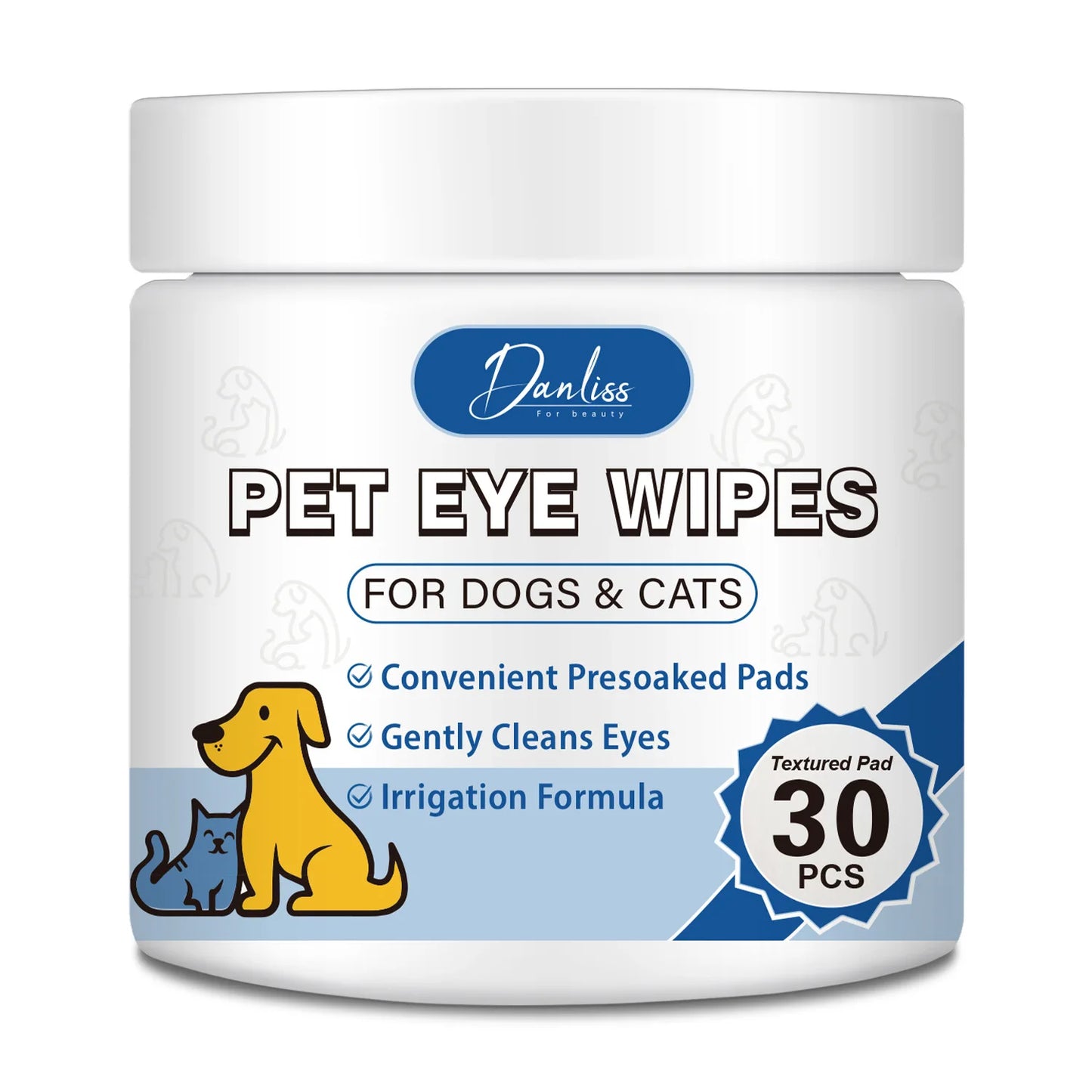 30pcs Thickened Pet Eye Cleaning Wipes, Gentle Tear Stain Remover Wipes for Dogs and Cats, Pet Eye And Foot Wash Pads Pet Wipes