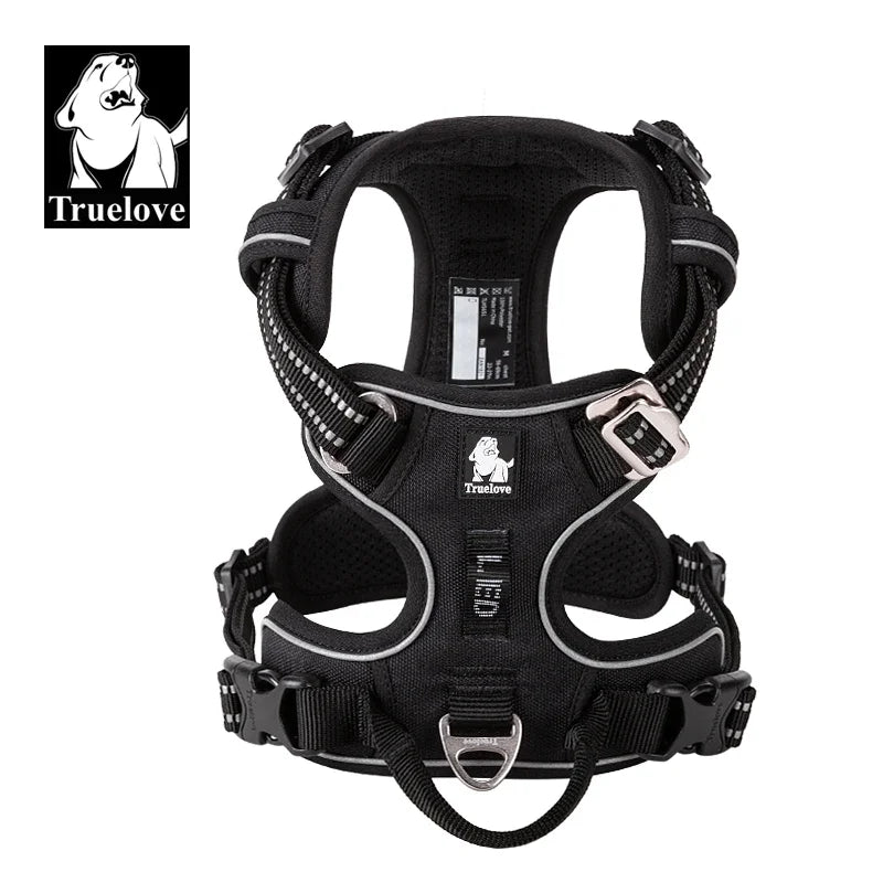 TRUELOVE Reflective Nylon Dog Harness No Pull Adjustable Four Points