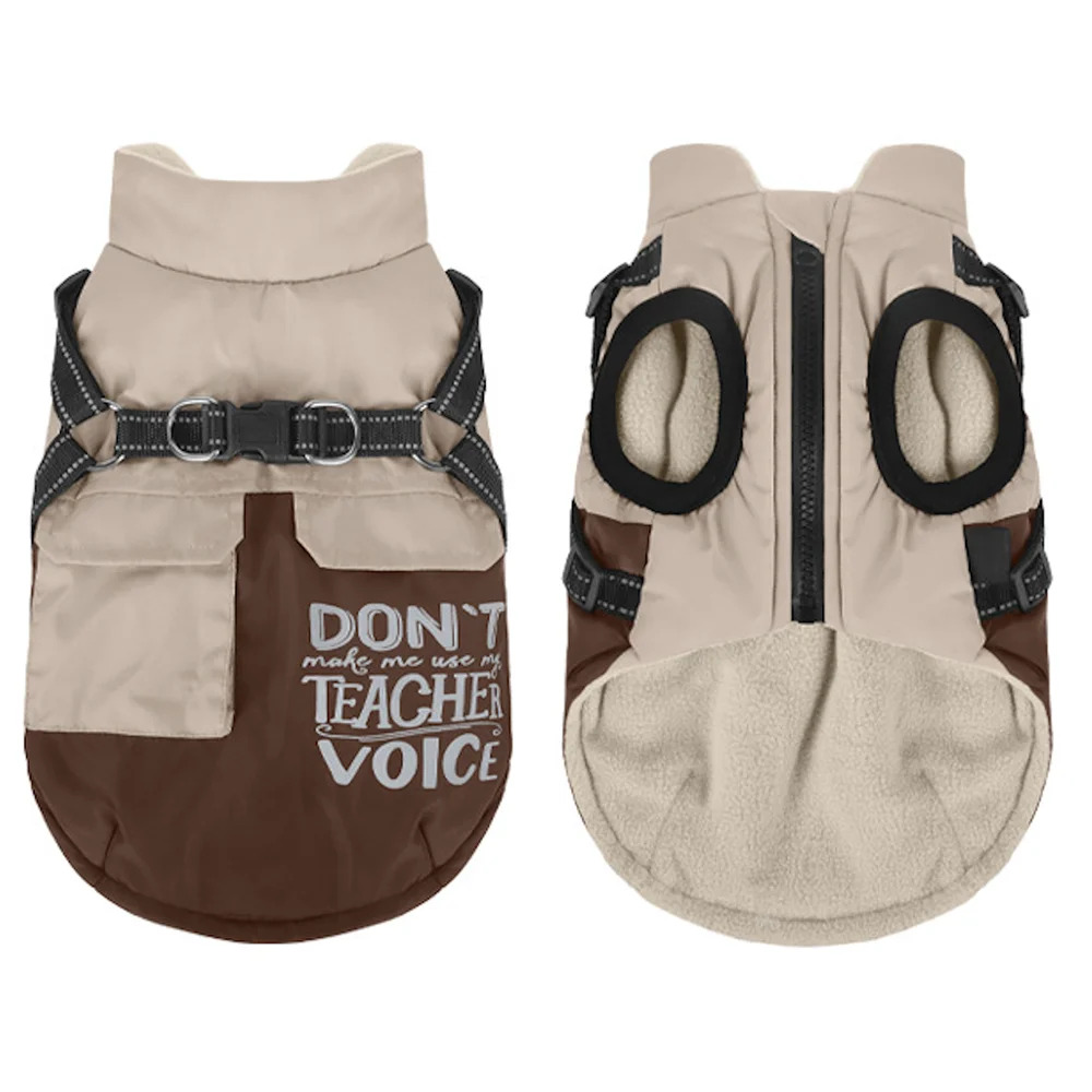 High Concerned Winter Dog Coat With Pocket Reflective Harness Vest