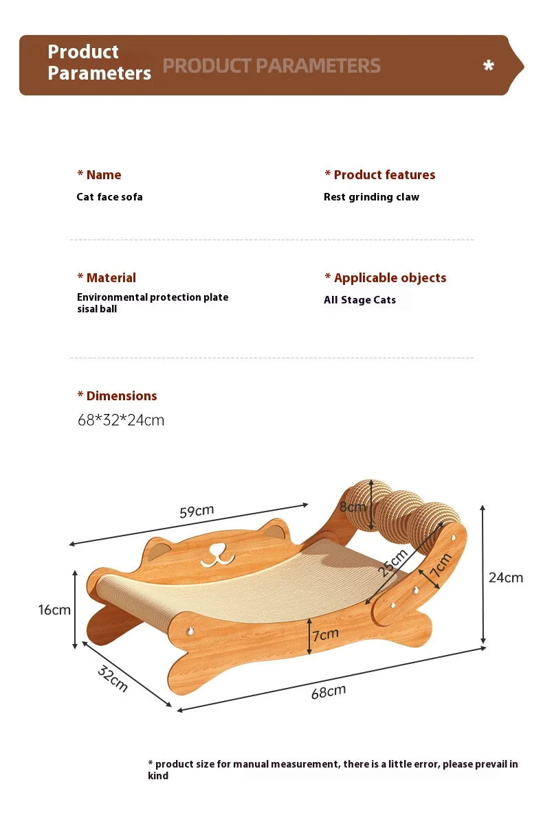 Cat Scratcher Natural Sisal Pad With Ball Toy Lounger