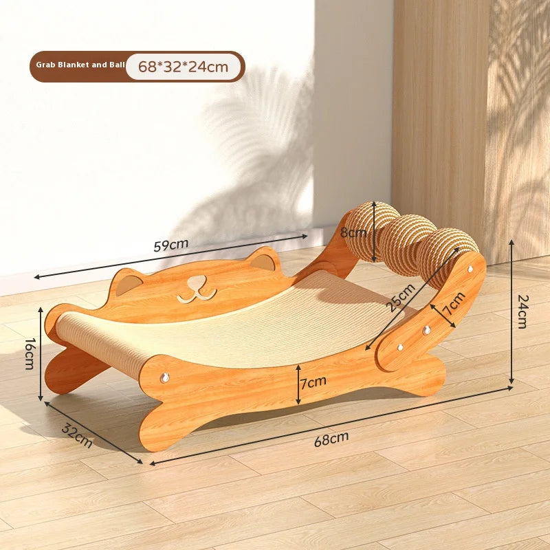 Cat Scratcher Natural Sisal Pad With Ball Toy Lounger