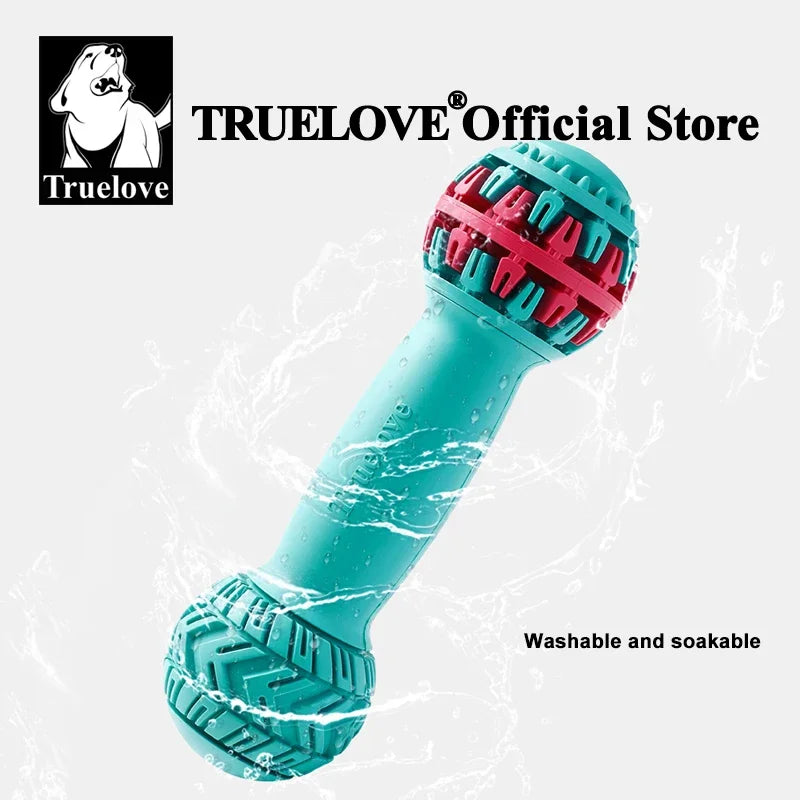 TRUELOVE Super Durable Leakproof Treat Dispenser Dog Toy Dumbbell