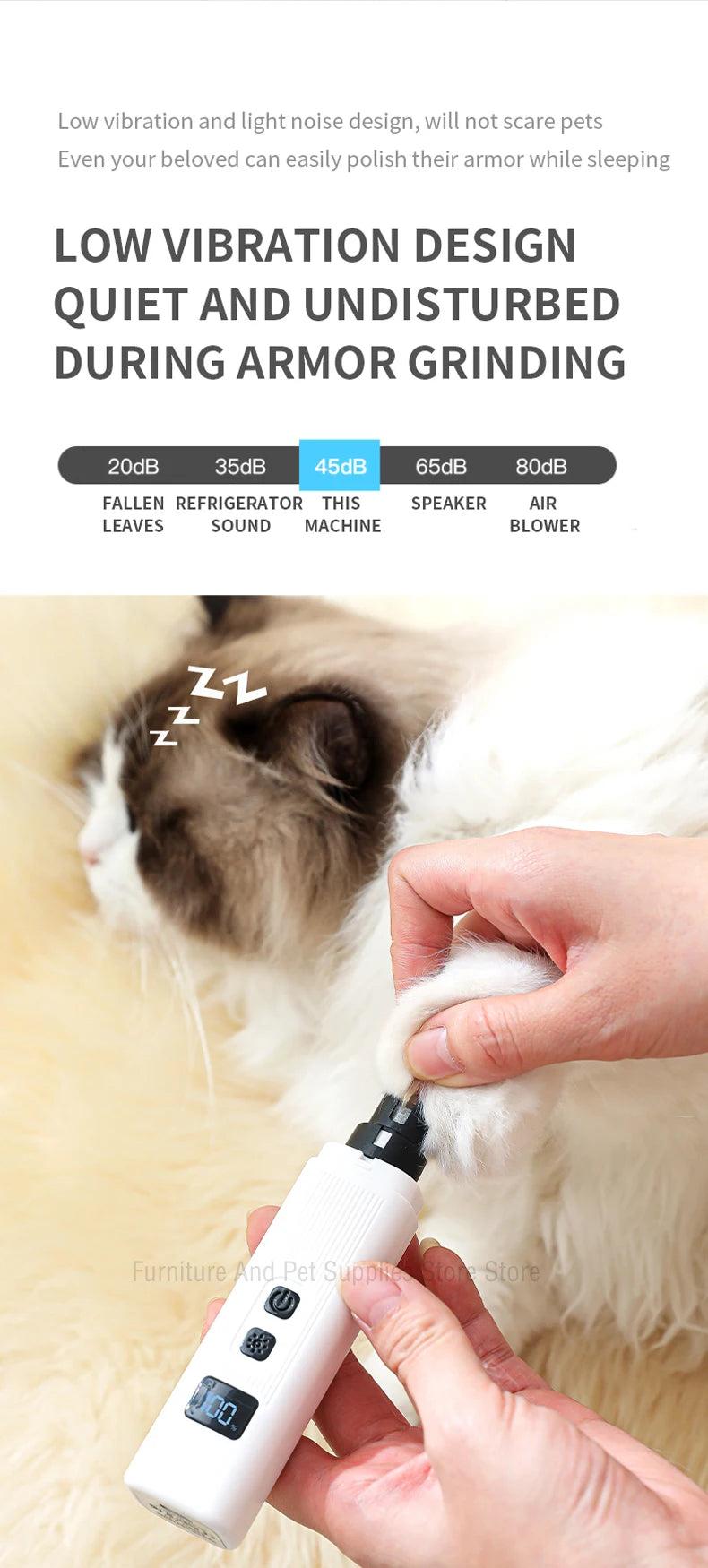 Hign-concerned Electric Dog Nail Clippers USB LED Grooming