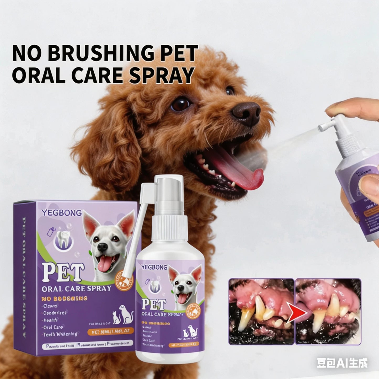 50mlPet Oral Cleanse Spray Dogs Cats Teeth Clean Deodorant Prevent Calculus Remove Kitten Bad Breath Pet Supplies Freshen Breath