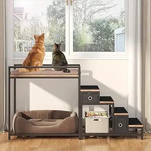 XMSJ Pet Bunk Bed With Stairs And Drawers