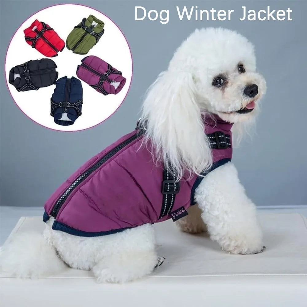 Waterproof Winter Dog Jacket With Harness For Outdoor Use