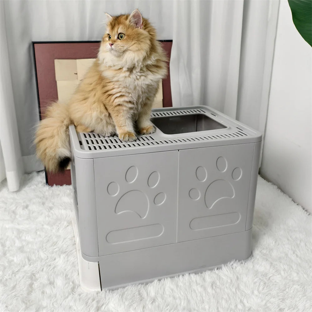 Feature Enclosed Stainless Steel Cat Litter Box With Lid