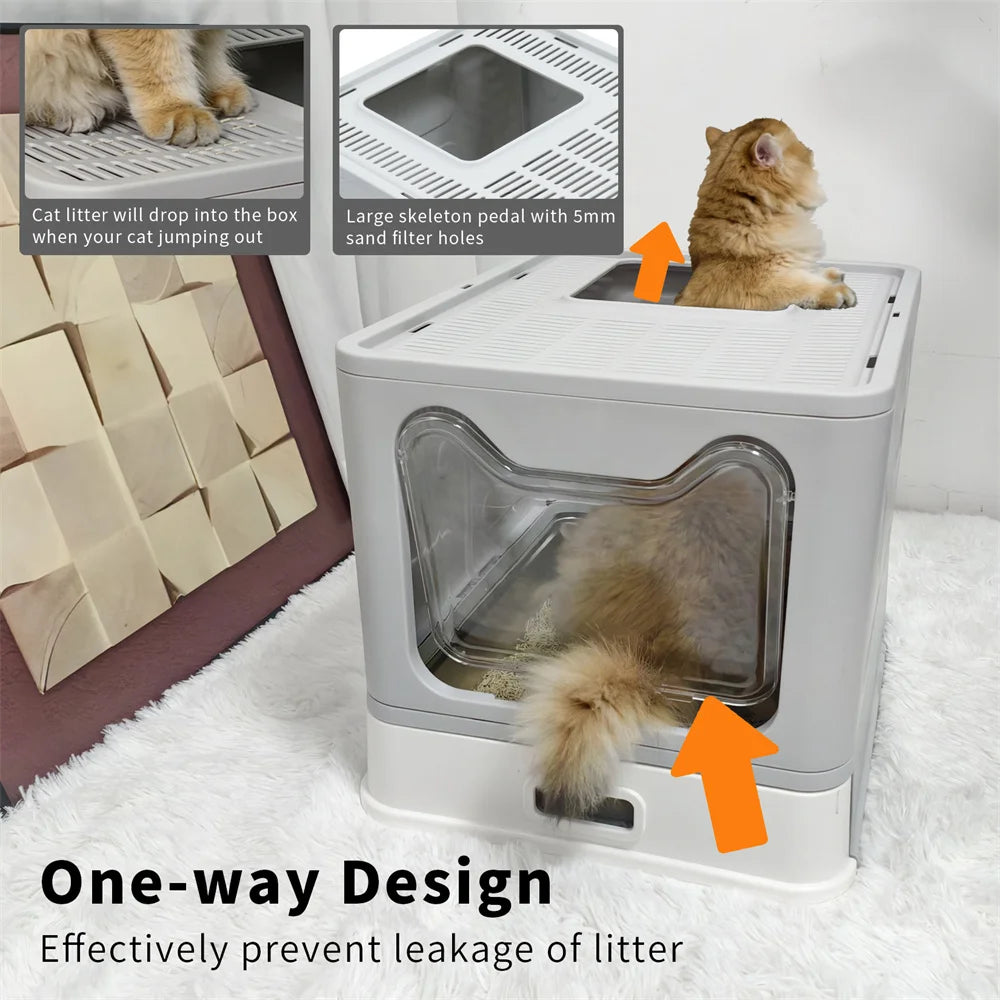 Feature Enclosed Stainless Steel Cat Litter Box With Lid