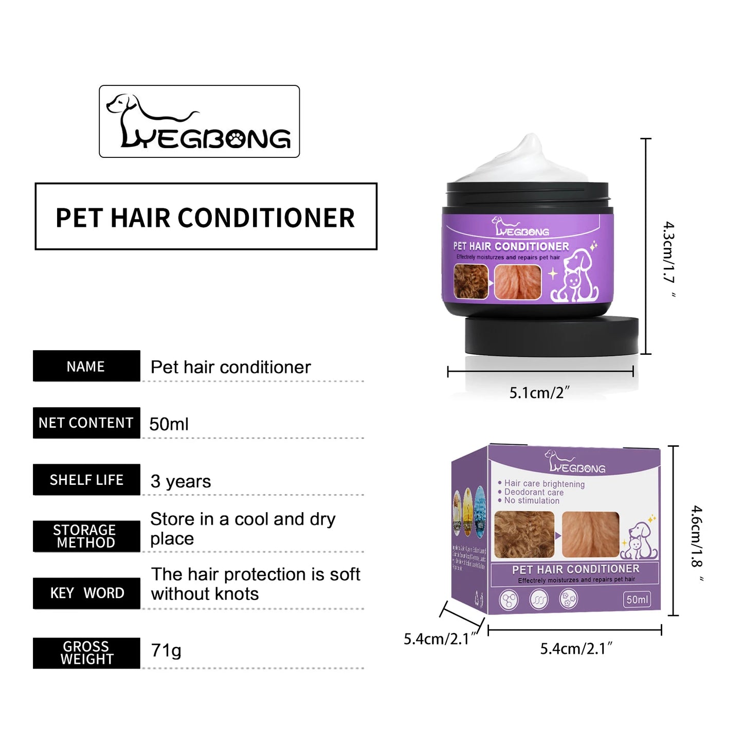 Yegbong Pet Hair Care Cream Cat And Dog Coat Treatment