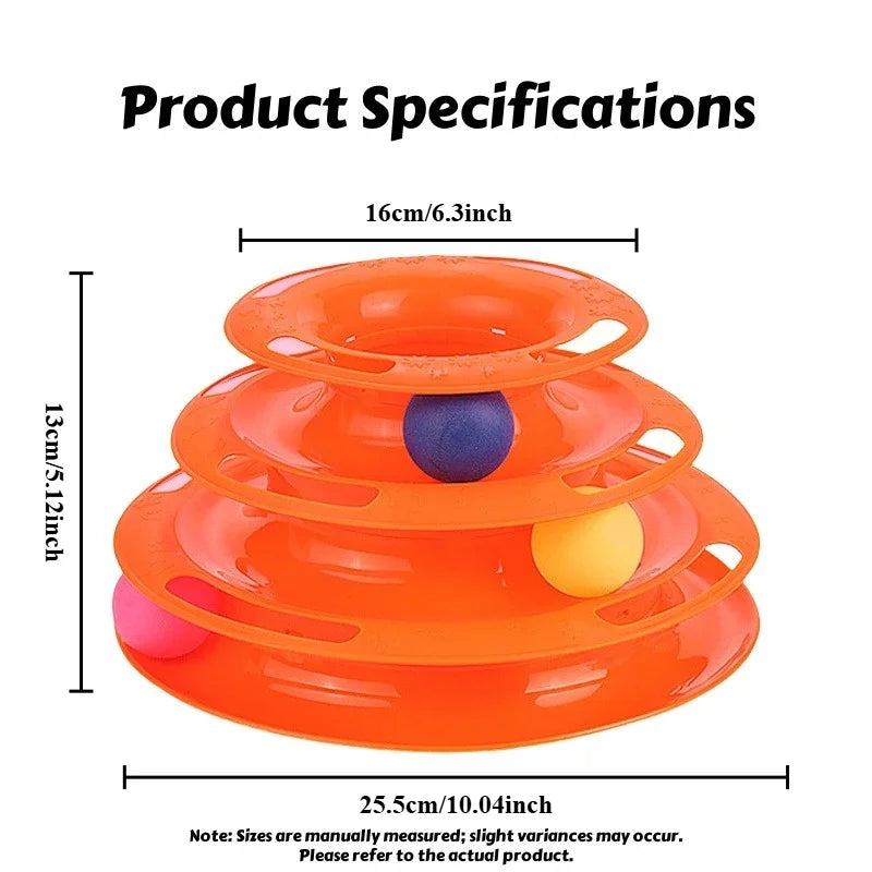 Three Layer Interactive Cat Tower With Rotating Turntable And Balls