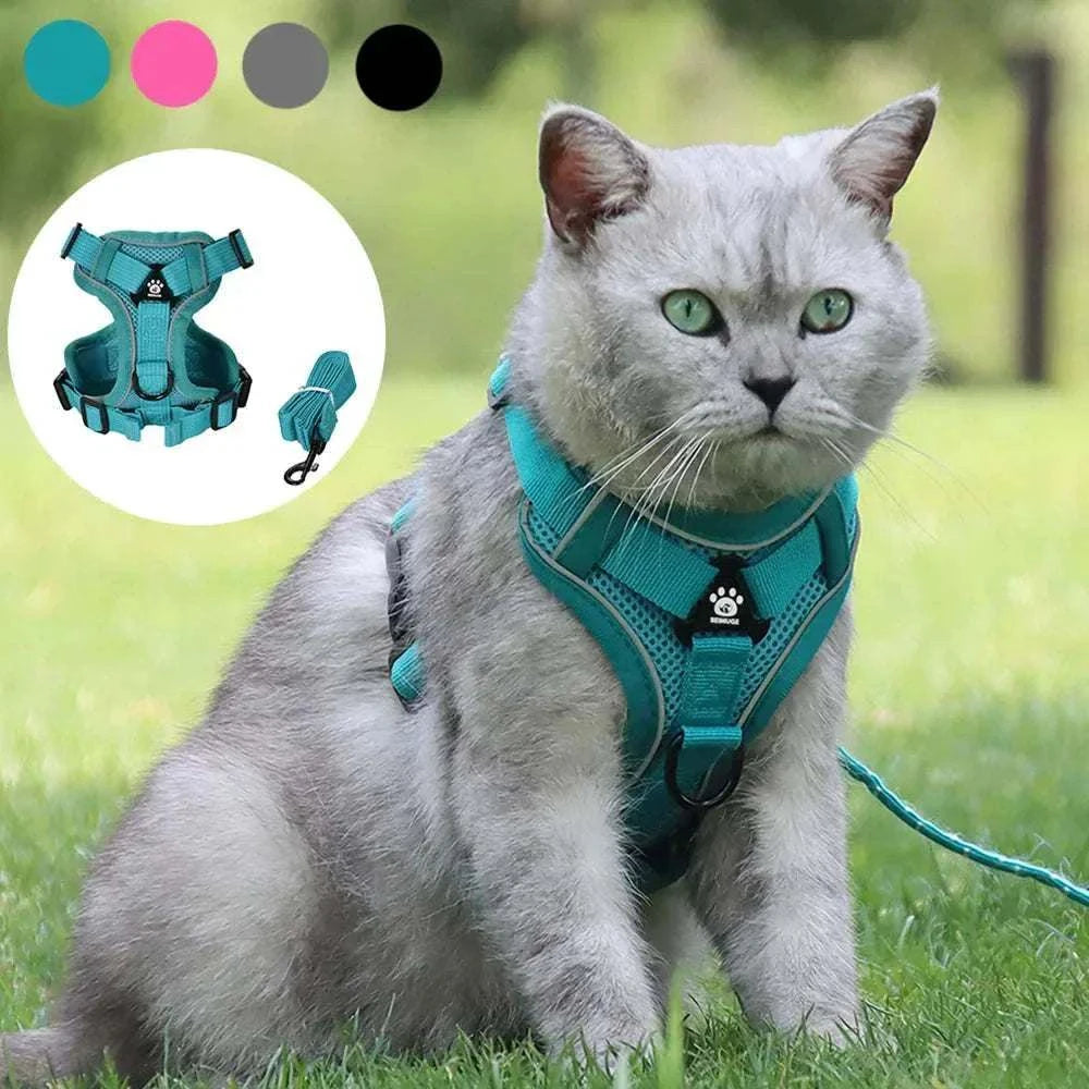 Puppy Harness Leash – Adjustable Reflective Vest for Small Medium Dogs