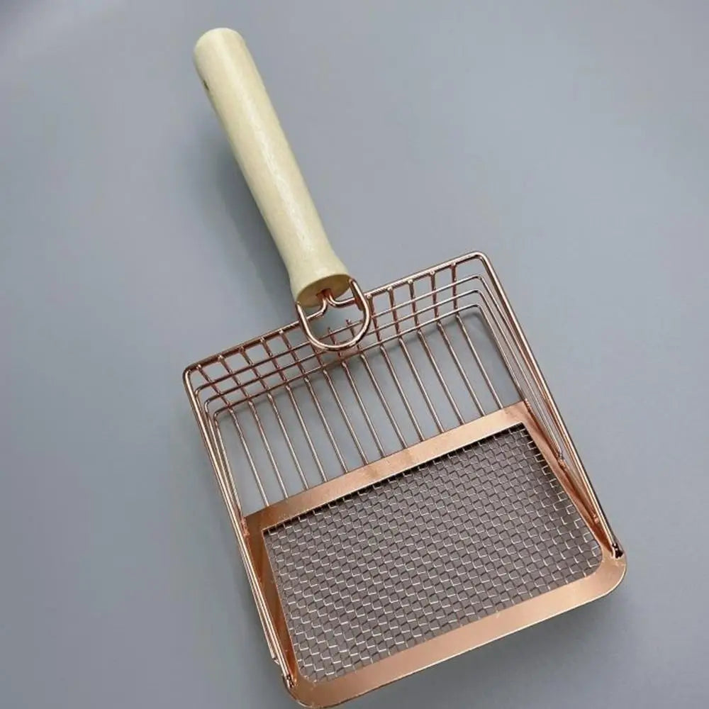 High-Concerned Chemical Stainless Steel Cat Litter Scoop With Wood Handle