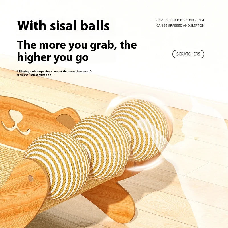 Cat Scratcher Natural Sisal Pad With Ball Toy Lounger