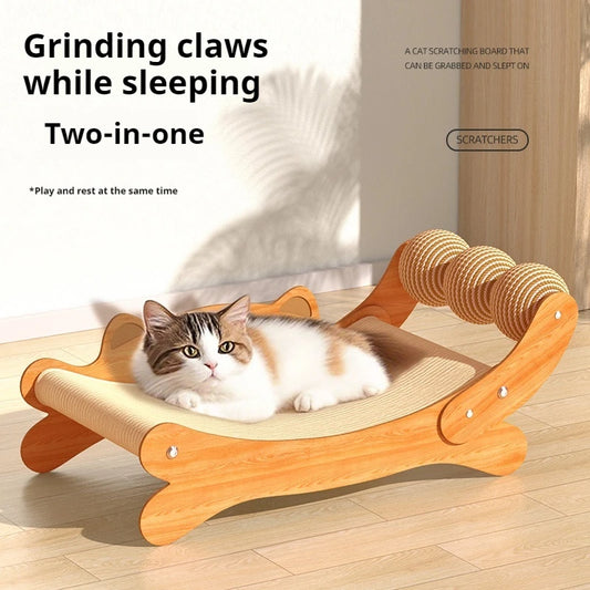 Cat Scratcher Natural Sisal Pad With Ball Toy Lounger