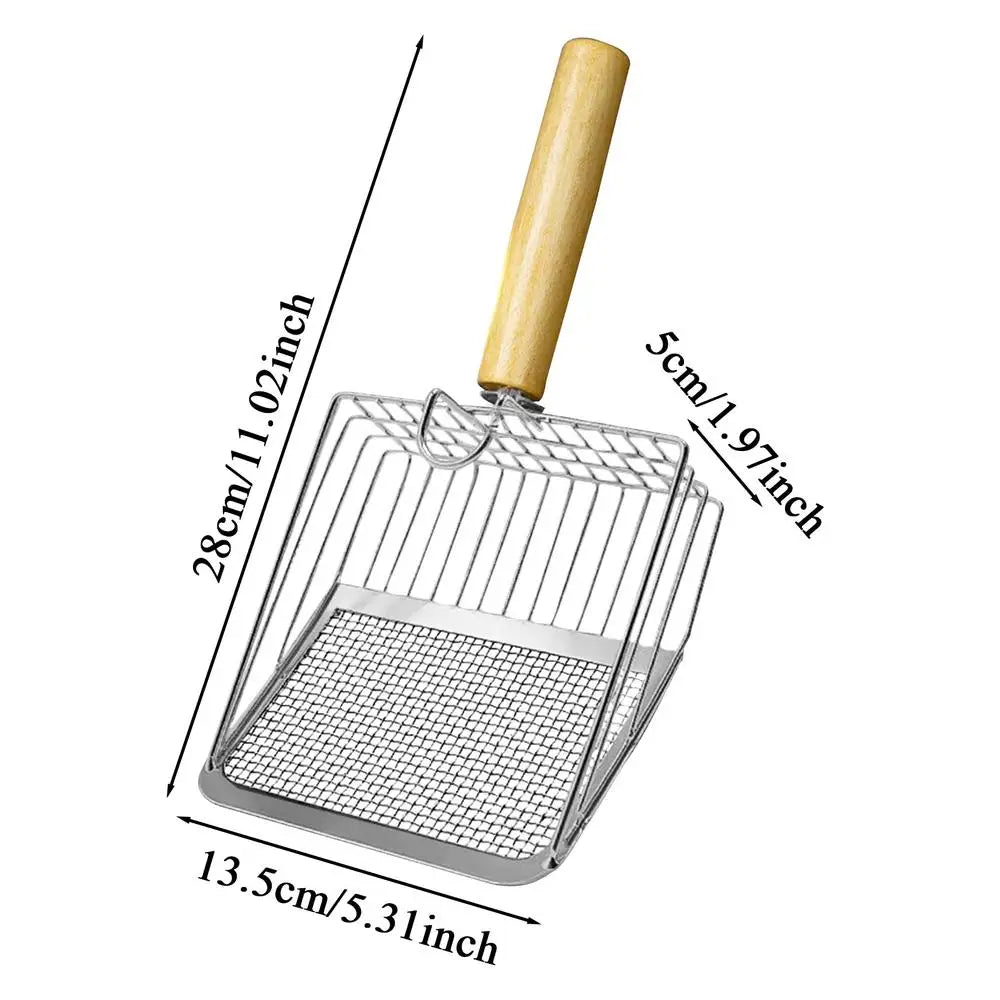 High-Concerned Chemical Stainless Steel Cat Litter Scoop With Wood Handle