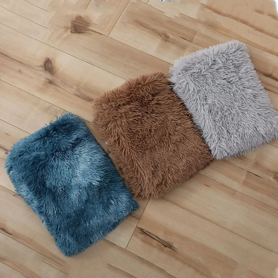 Dog Bed Mat Pet Cat Plush Soft Warm Cushion Pet Washable Candy Colored Blanket Kennel Puppy Pet Cat Dog Supplies Suit For Winter