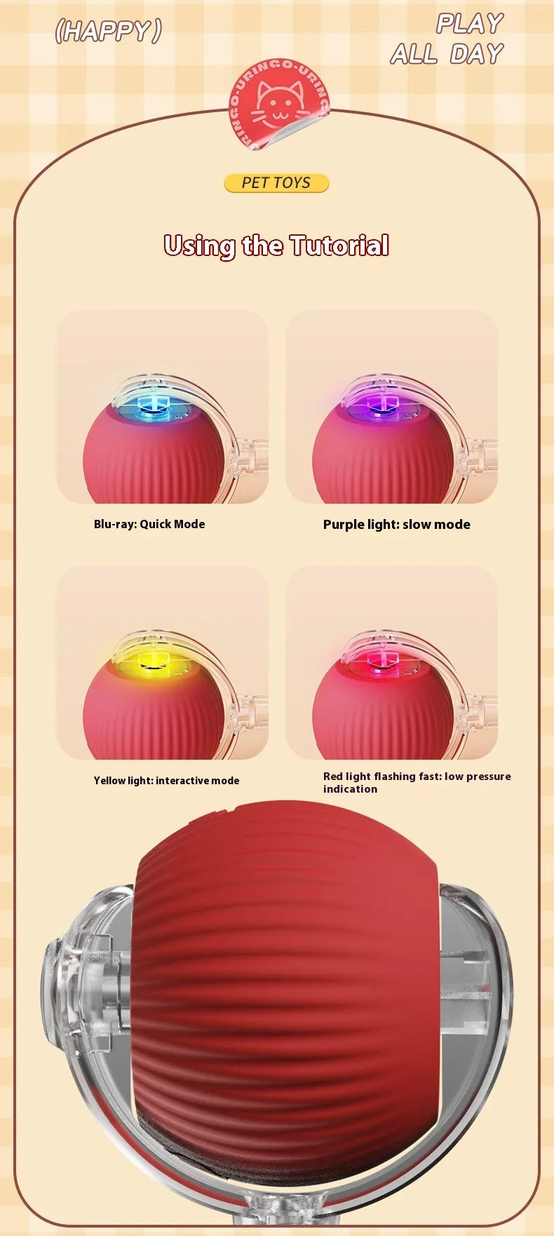 Cat Interactive Ball Toys Dual Pack Auto Rolling Rechargeable Toy