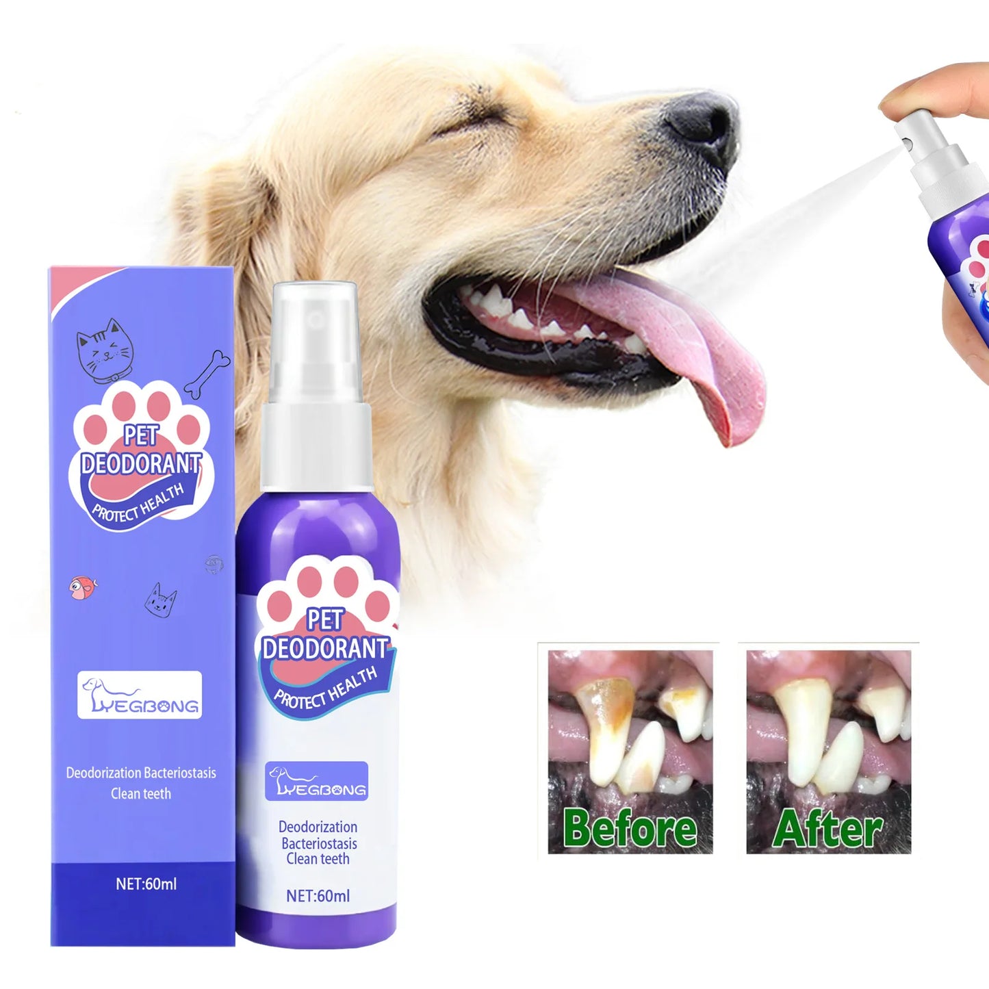 YEGBONG Pet Oral Cleanse Spray for Dogs Teeth Whitening