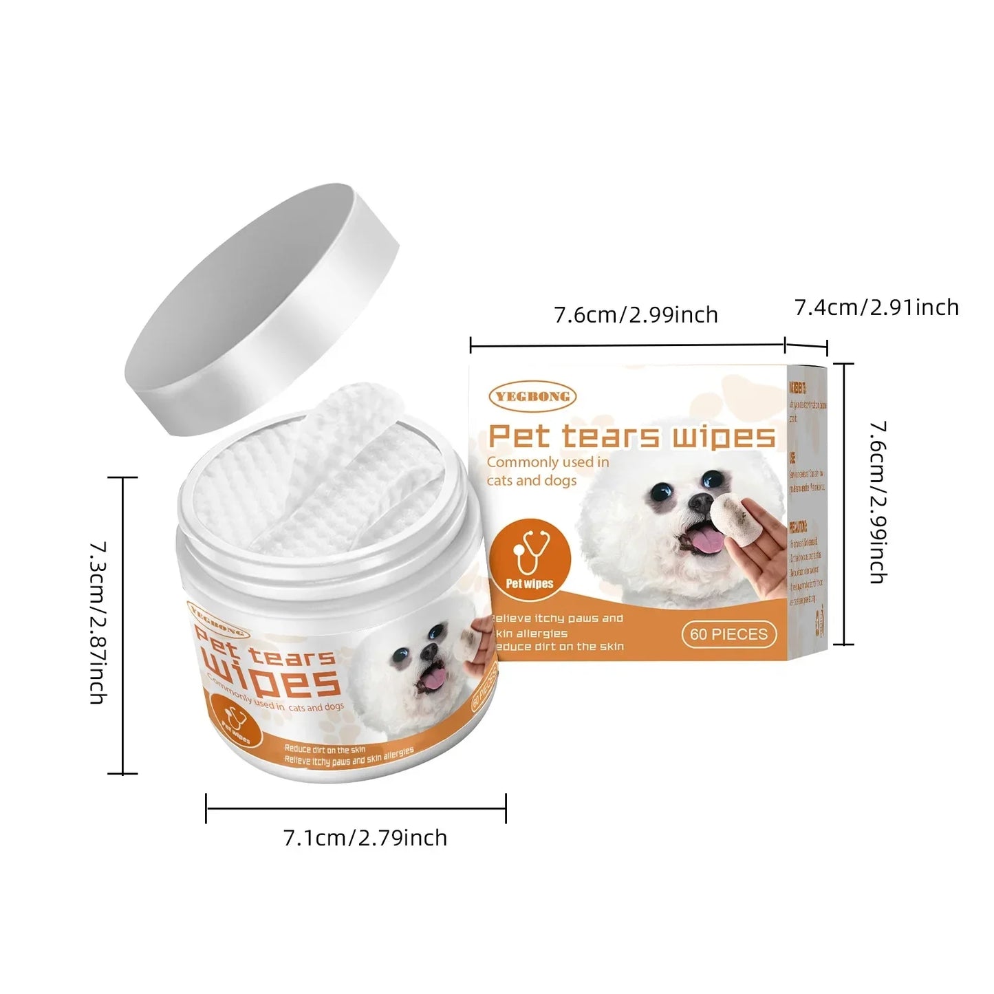 Pet Eye Cleaning Wipe Quickly Removing Tear Mark Stain Whitening Relieve Eye Discomfort Eliminate Odor Pets Grooming Wet Tissues
