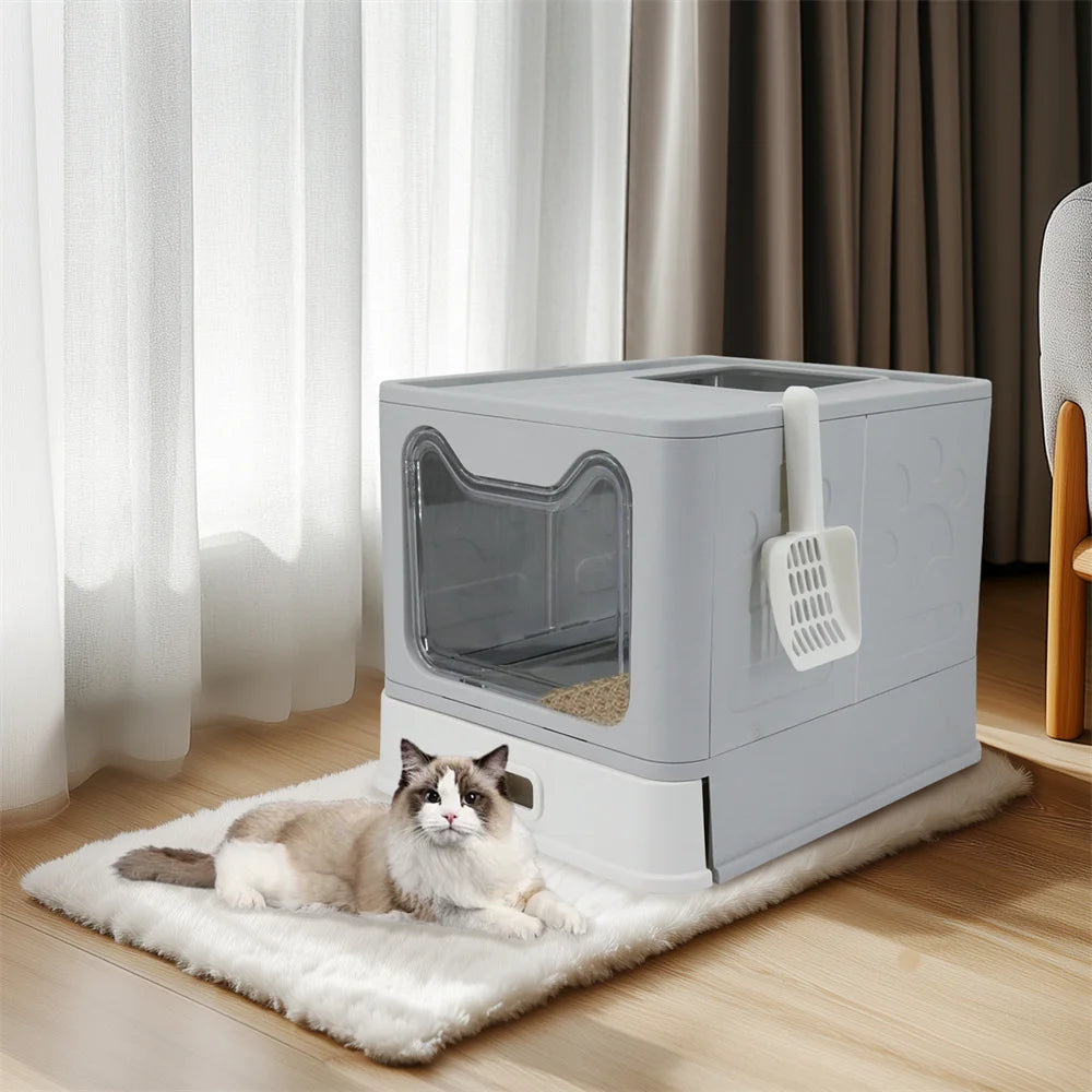 Feature Enclosed Stainless Steel Cat Litter Box With Lid