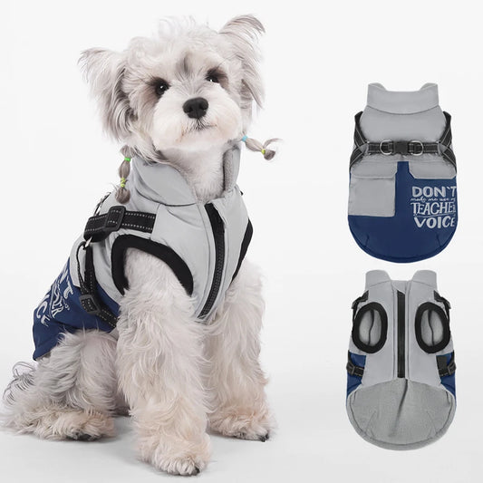 High Concerned Winter Dog Coat With Pocket Reflective Harness Vest