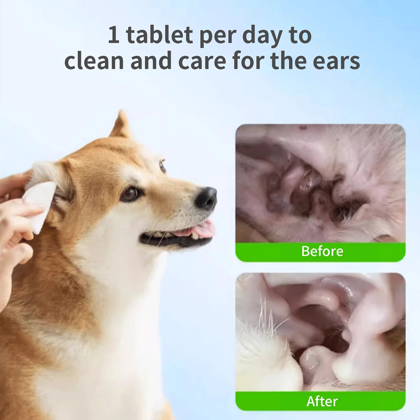 PetClaer 200PCS Natural Pet Ear Wipes, Double-Sided Design for Dogs Cats, Gentle Non-Irritating Ear Cleaning