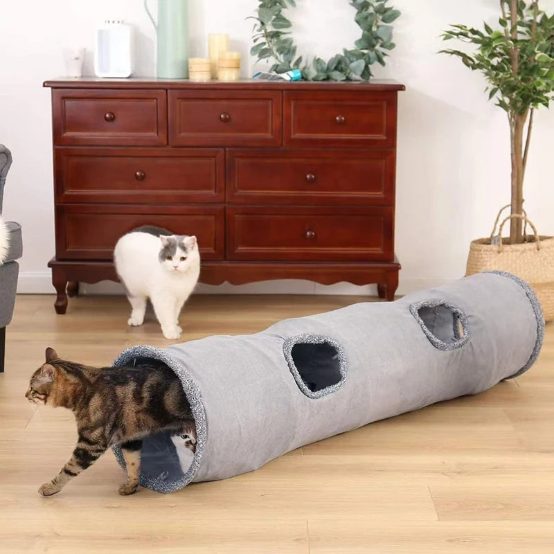 Collapsible Cat Tunnel With Ball Play Tube For Cats