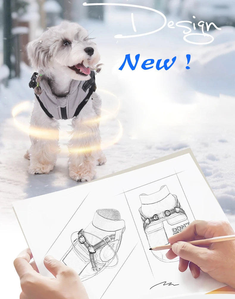 High Concerned Winter Dog Coat With Pocket Reflective Harness Vest